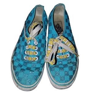 Vans blue and glitter blue checkered shoes size women's 6.5